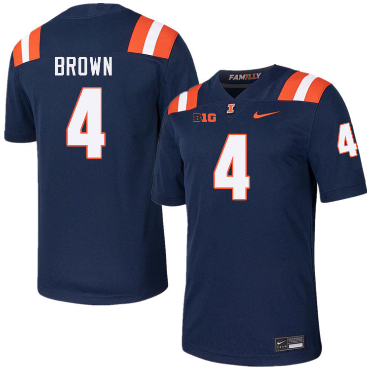 Men #4 Daniel Brown Illinois Fighting Illini College Football Jerseys Stitched-Navy